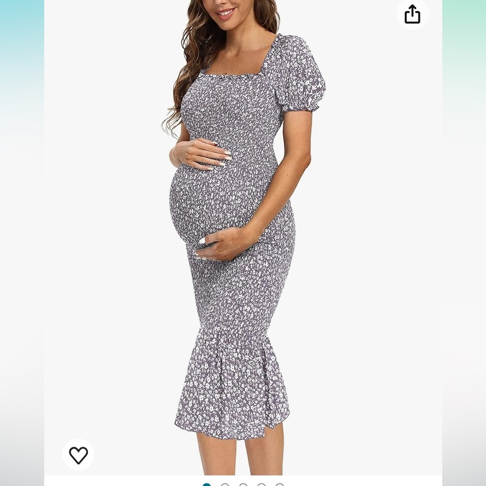 Floral Midi Bodycon Maternity Dress
